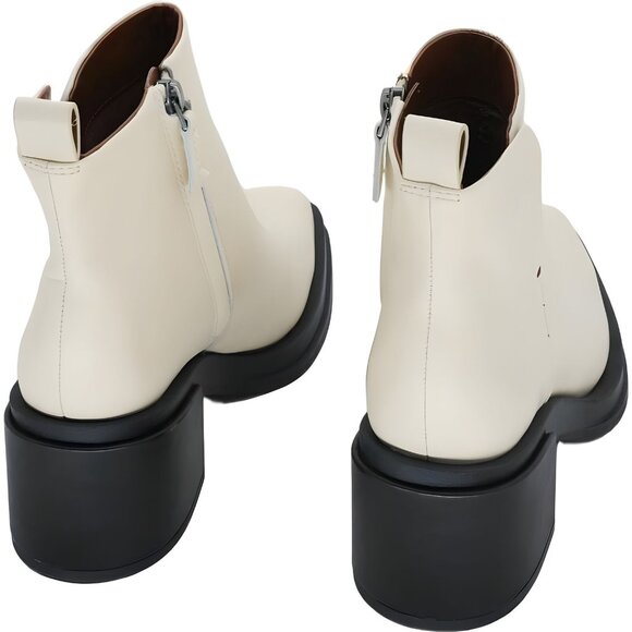 Franco Sarto Dalden Block Heel Ankle Bootie Cream Beige Leather 6.5 M - Picture 3 of 6